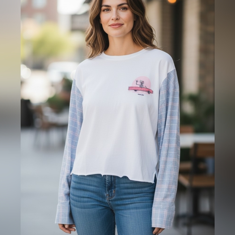 Reckless Cropped Graphic Tee Long Sleeve